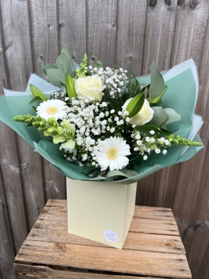 White Radiance Hand tied With Belgian Chocolates