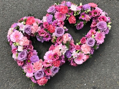 Pink and lilac double heart