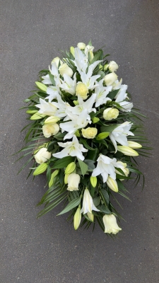 Lily and Rose Casket Spray White