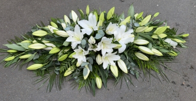 Lily casket spray white
