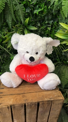 White I love you bear medium