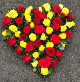 Rose heart yellow and red