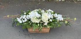 White and Green Eco friendly Casket Tribute
