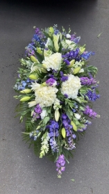 Blue and White Casket Spray