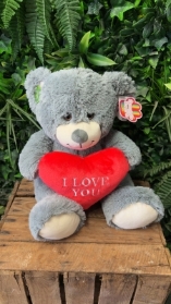 Grey I love you bear medium